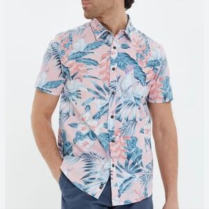 Floral Pink and Blue Men's Shirt